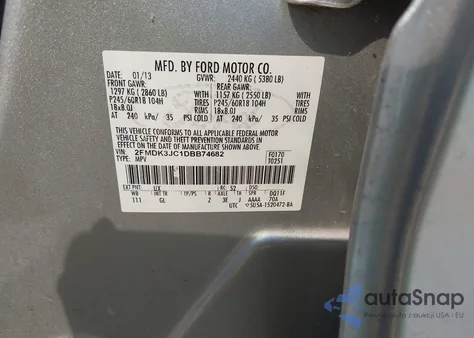 2013 Ford Edge Sel из США, поврежденный, VIN 2FMDK3JC1DBB74682